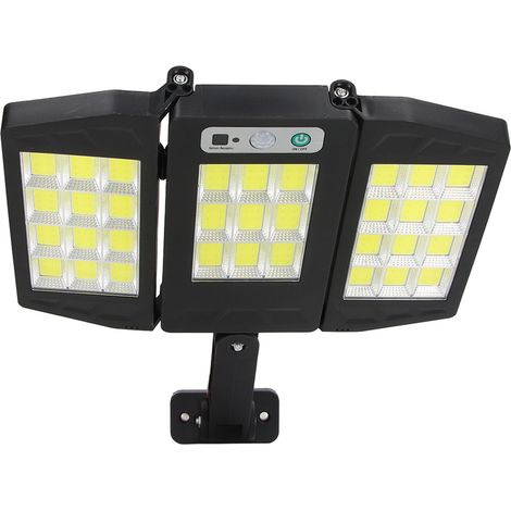 Solar-Außenleuchte mit 3 Leuchtenköpfen und Bewegungsmelder, IP64 wasserdichter Strahler, 33 LEDs, 264 COB, Sicherheitsbeleuchtung für Einfahrt und Zaun. (1/5)