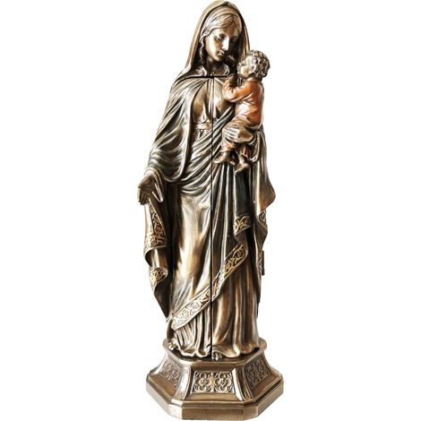 Statuette Vierge à l'enfant de couleur bronze (1/5)