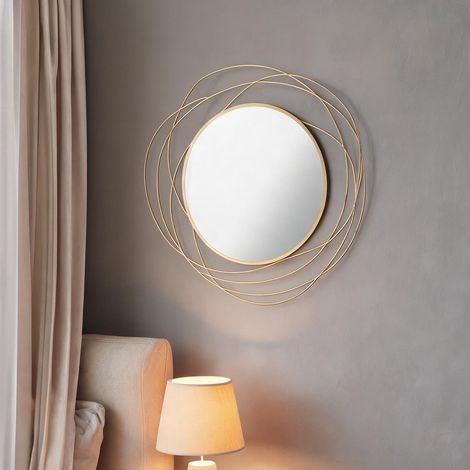 Décoration murale 65 cm Miroir mural décoratif en métal doré (1/5)