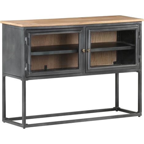 vidaXL Buffet Gris 100x30x70 cm Bois d'acacia massif (1/5)