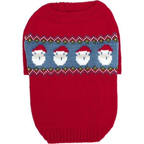 Pull de Noël pour chiots avec motif de renne et Père Noël, tricot à col roulé pour petits chiens et chatons. (1/4)