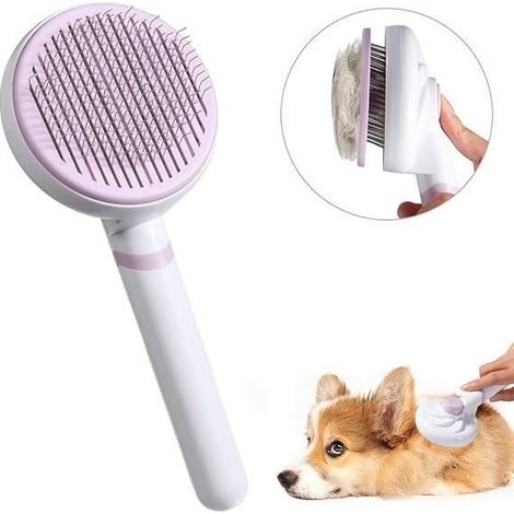 (Violet)Brosse Pour Chat, Brosse Chat, Brosse Chat Poil Court, Brosse Chien, Nettoyage Des Peluches, Poignée Amovible, Brosse de Nettoyage (1/4)