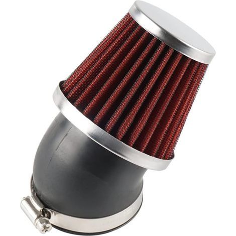 48 mm Universel 45° Collecteur en Caoutchouc Double Couche Acier Filtre à Air de Sport Filtre Filtre à Air pour Moto Scooter Cyclomoteur Scooter Rouge (1/5)