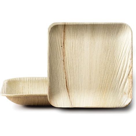Set mit 40 Palmblatt-Tellern (25 x 25 cm und 20 x 20 cm) – Set mit 20 biologisch abbaubaren Palmblatt-Tellern – Einweggeschirr – Bambusgeschirr (1/3)