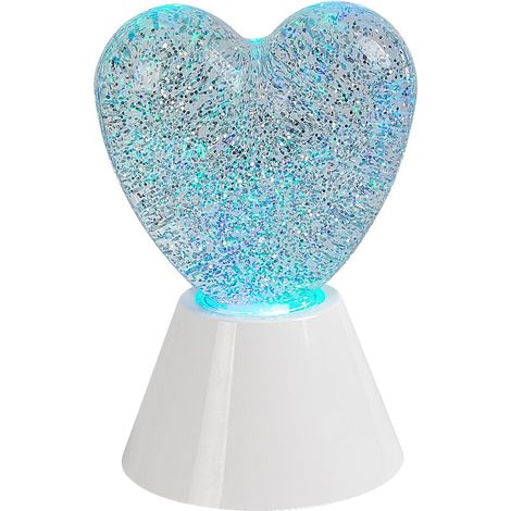 Lampe de table enfant cœur LED portable Rabalux Sparkly RGB 0,8 W blanc plastique (1/5)