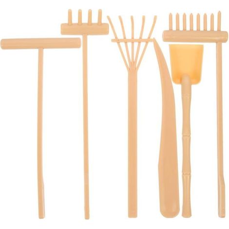 Kit de bricolage pour mini jardin zen, râteau en bois, brosse, accessoires pour sable, 6 pièces (1/5)
