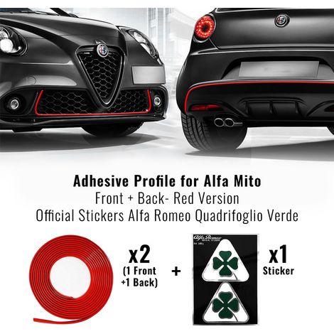 Profilo Adesivo Full + Quadrifoglio Verde per Alfa Mito - Colore: ROSSO