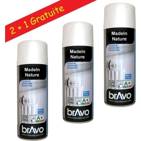 Lot de bombes de peinture, spray Hautes températures ou radiateurs, Intérieur et Extérieur, 400 ml - Radiateur Blanc Satin - Lot de 3. (1/4)