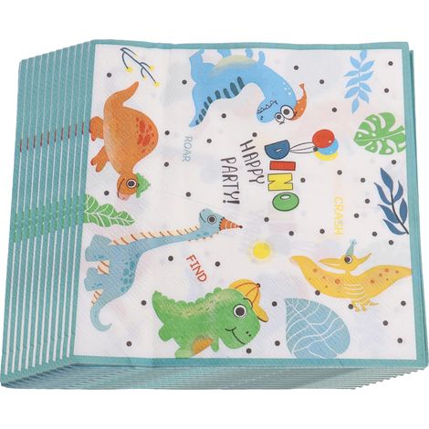 Serviettes Dinosaure - 33 x 33 cm - Thème Fête Enfants - Lot de 20 (1/5)