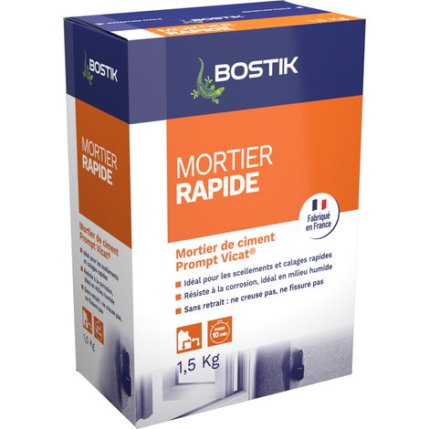 Bostik – Mortier Rapide – Mortier de Montage – Sol et Mur – Intérieur et Extérieur – Prise 10 Minutes – Sans Retrait – Couleur : Beige – 1 Boîte 1,5 kg (1/5)