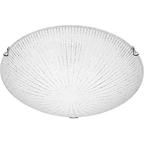 Merano Dawson 30cm Plafonnier Encastré Blanc, Verre Structuré Transparent LED E27