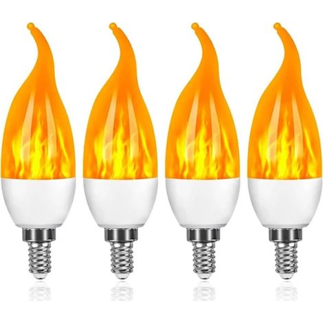 Filiyano-Lot de 4 ampoules LED E14 3W à effet flamme, 1 mode d'éclairage, guirlandes décoratives pour Halloween, Noël, mariagestfrf (1/4)