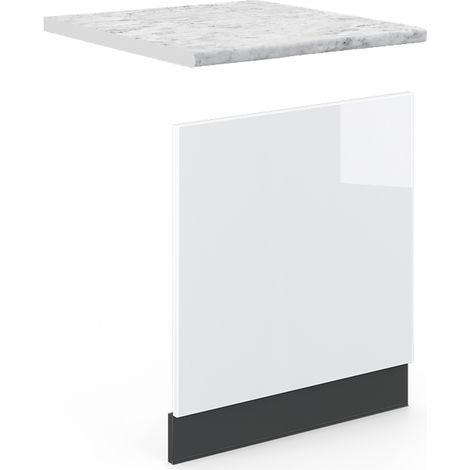 Panel frontal Fame-Line, Blanco alto brillo, 60 cm , ET Mármol, Vicco