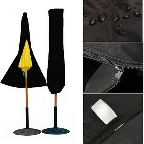 Housse Pour Parasol - Tissu Oxford Imperméable 1500-2000 mm - Protection UV - Fermeture Éclair Latérale - Pour Parasol Extérieur Jardin Terrasse Marché - 280 cm (1/5)