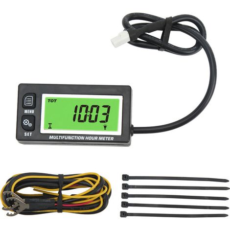 Jeffergarden Tachymètre numérique 0-25000 tr/min 0-999999H, compteur horaire, écran LCD, étanche IP65, universel, pour moto, ATV, tondeuse à gazon-DOU