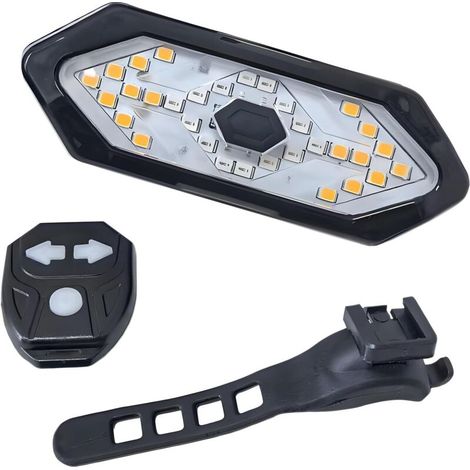 Feu arrière vélo USB rechargeable avec clignotants, klaxon intégré & télécommande – 5 modes LED, étanche IPX4, montage universel (1/5)