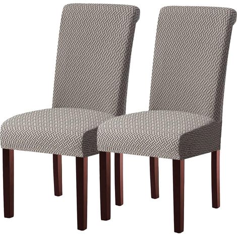 Stuhlhussen 2er Set, Stretch Jacquard, abnehmbar, waschbar, hellgrau (1/5)