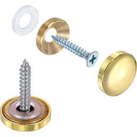 Set of 6 decorative brass screw covers/caps, 18 mm diameter (1/5)