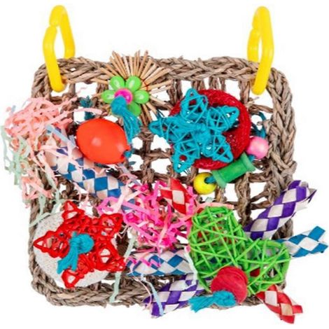 Kletternetz für Vögel, Papageienspielzeug, Seegrasseil-Kauspielzeug, Hängeschaukel, Spielleiter, Kauspielzeug, buntes Papageienspielzeug (1/5)