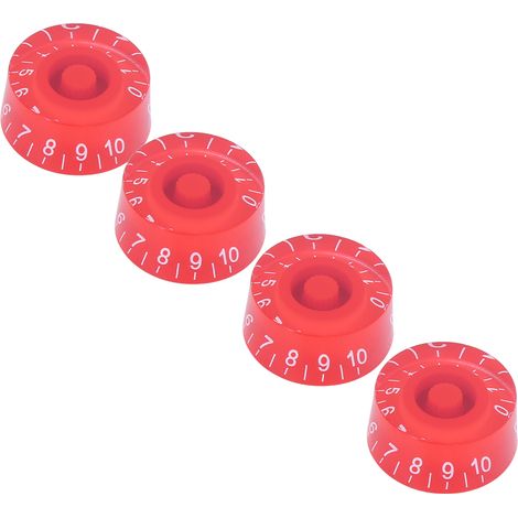 4 Boutons en Acrylique pour Basse, Potentiomètre de Volume Guitare Électrique, Chapeau de Contrôle, Accessoires Guitare, Rouge et Blanc (1/5)