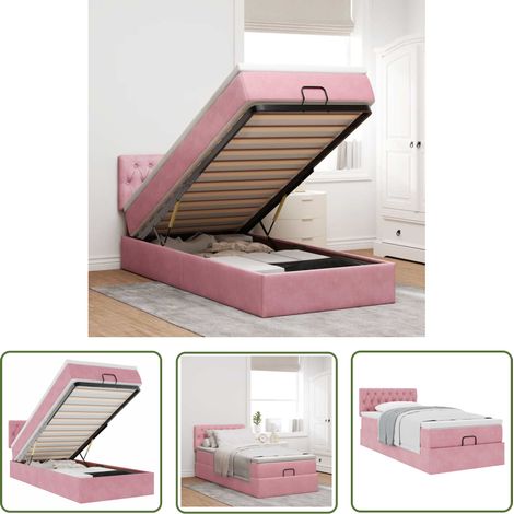 vidaXL Ottoman-Bett mit Matratze Rosa 90x200 cm Samt (1/5)