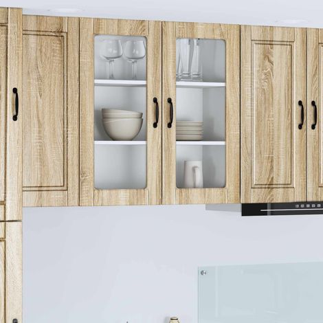 vidaXL Cabinet en verre mural PORTO Chêne Sonoma 80 x 31 x 80 cm