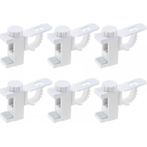 Lot de 6 tringles à rideaux réglables avec barre transversale, crochet de rangement pour serviettes, support de tringle à rideaux sans perçage rotatif, convient pour rideau ou armoire (1/5)
