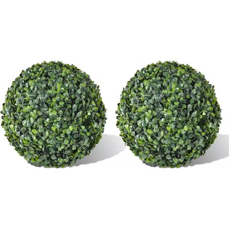 Plante artificielle boules de buis décoration intérieur ou extérieur 2 pièces 35 cm DEC022055 (1/3)