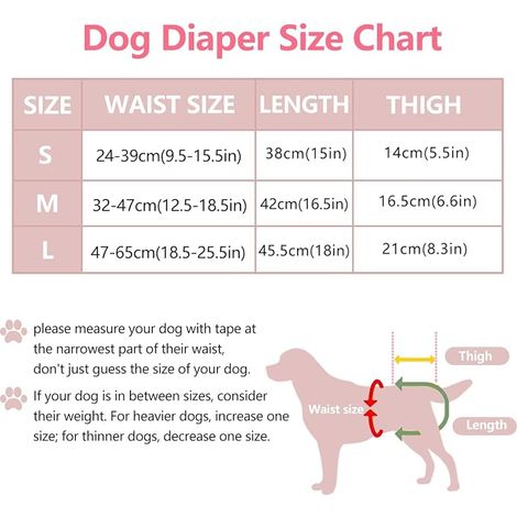 Couches Chien Lavable Femelle Couches pour Chien incontinente Culotte Hygiénique Incontinence Culotte Chiennes Chaleurs Dog Diaper L (1/2)