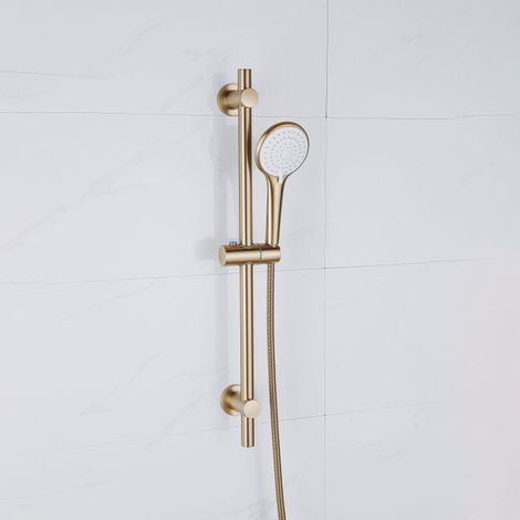 Adema Sparkle 2.0 Ensemble barre de douche - barre de douche 70 cm - douchette ronde - flexible de douche métallique - or mat