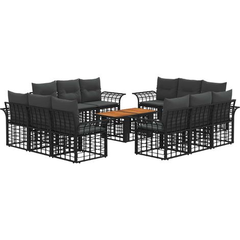 Set Divano da Giardino 13 pz Nero e Grigio scuro polyrattan vidaXL (1/5)