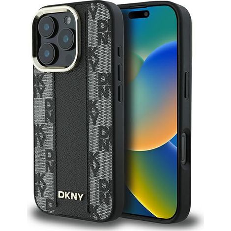 Funda rígida negra/negra con estampado a cuadros y MagSafe para iPhone 16 Pro DKNY DKHMP16LPCPVSLK (6.3 pulgadas) (1/5)