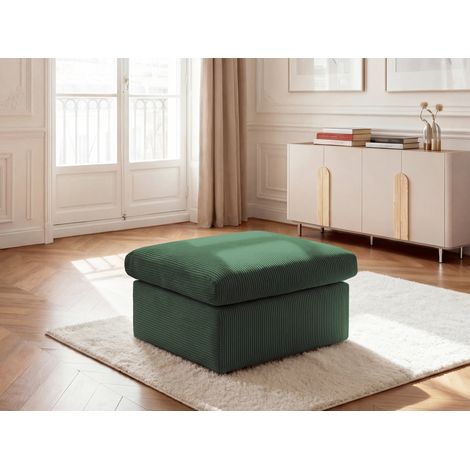 BOBOCHIC - Pouf ENORE tissu velours côtelé Vert foncé (1/5)