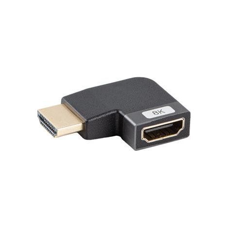 Lanberg HDMI(F)-HDMI(F) 8K abgewinkelter Adapter aus Aluminium, silberfarben, links (1/3)