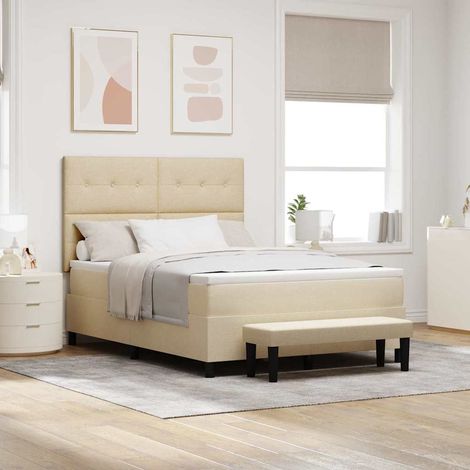 Teenpull – Boxspringbett mit Kopfteil Creme 140 x 190 cm Stoff (1/5)