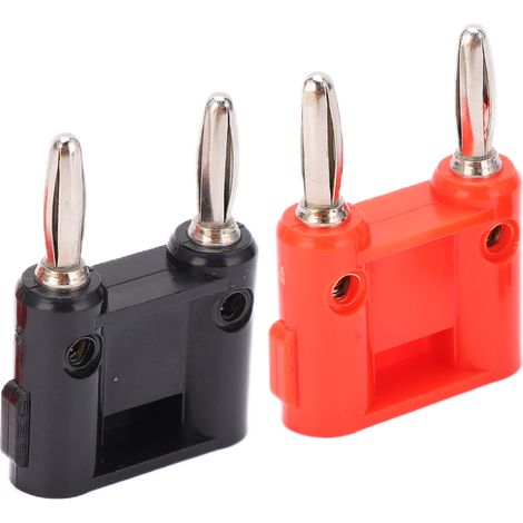 Jeu de 5 adaptateurs banane double 4mm nickelés pour câble coaxial antenne, connecteurs mâles à visser, fiables et conducteurs. (1/5)