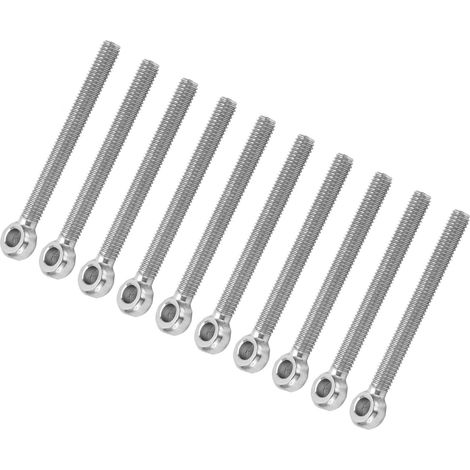 10 Pièces Pitons à Œil en Acier Inox 304 M6x60 pour Fixation et Raccordement