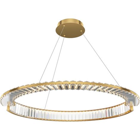 Maytoni Krone Plafonnier suspendu moderne de 80 cm en laiton, 3 000 K, 2 925 lm, abat-jour en cristal