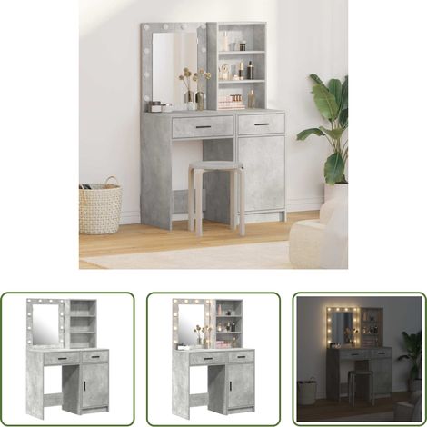 LED-Spiegel - Schminktischset mit LED mit Tür 2 pcs Beton Grau Holzwerkstoff (1/5)