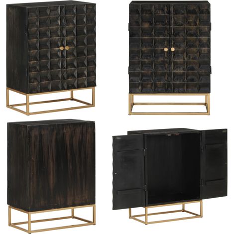 Buffet Noir 55x34x75 cm Bois massif de manguier et fer - Buffet Industriel - Meuble Rangement - Bois Massif - Manguier - Décoration Intérieure - Home & Living (1/5)