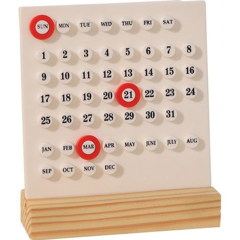 Calendario da scrivania sostenibile a forma di anello in legno, calendario in acrilico, decorazione per la scrivania, antistress e rilassante. (1/4)