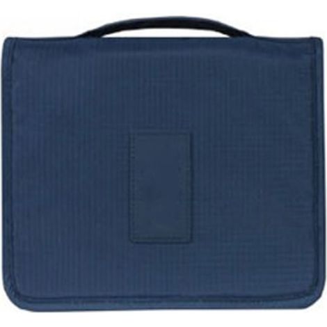 Trousse de toilette suspendue, pliable avec crochet et sac de transport bleu marine 24x18,5x9,5 cm pour voyage (1/5)