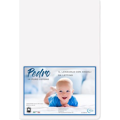 LENZUOLO angoli PEDRO per lettino BAMBINO TUTTI I COLORI Bianco