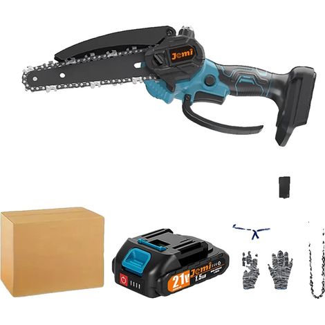 Motosierra inalámbrica, lubricación automática, diseño compacto, 1 batería, 1 cadena (1/2)