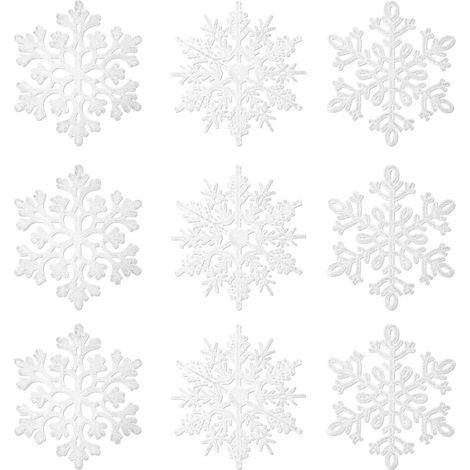 36pcs Flocons de Neige Décoration, Flocons de Neige Paillettes en Plastique, Ornements de Flocon de Neige, Flocon de Neige à Suspendre pour Fenêtre Arbre de Noël Décoration d'hiver (1/5)