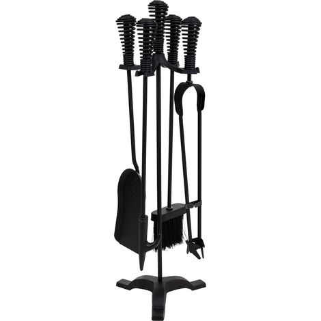 Herramientas para la chimenea de metal negro set 5pcs 19x19x65h cm (1/5)