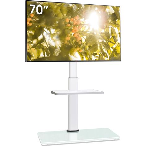 Support TV sur Pied pour TV de 32-70 Pouces,Pied TV avec Étagère Réglable en Hauteur Pivotant 60° et Inclinable 12°,Max. VESA 400x400 mm Max. Capacité 40 KG (1/5)