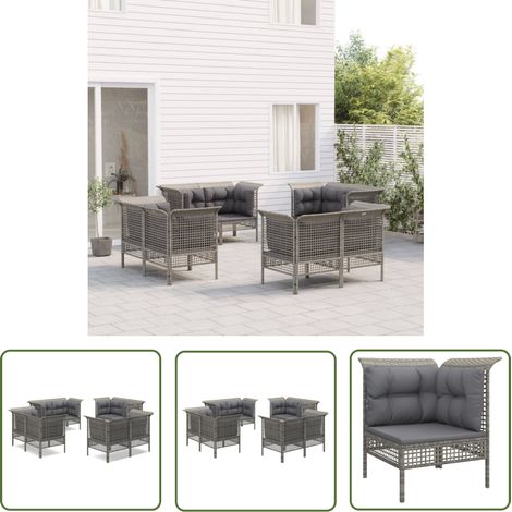 8-tlg. Garten-Lounge-Set mit Kissen Grau Poly Rattan vidaXL (1/5)