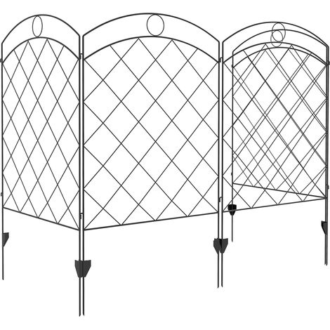 Steel Decorative Outdoor Picket Fence Panels Set of 4- Black (1/5)