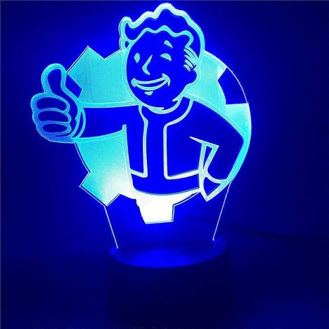 Veilleuse 3D LED - Logo Fallout Shelter - Lampe de nuit LED multicolore USB pour chambre d'enfant - Jouet/cadeau